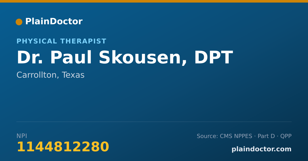 Shareable card for Paul Skousen, DPT - Physical Therapist, Carrollton, TX