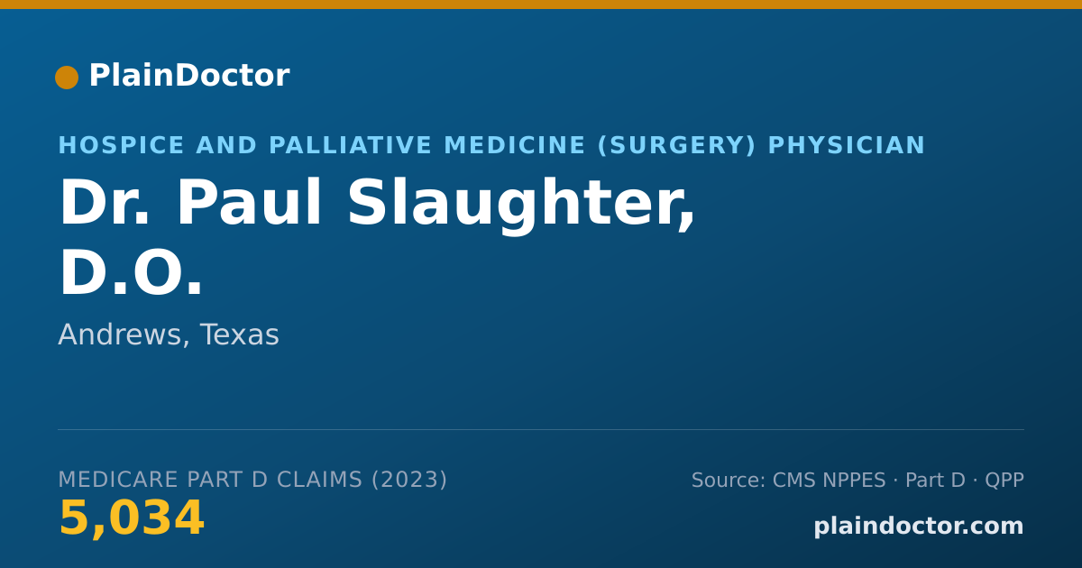Shareable card for Paul Slaughter, D.O. - Hospice and Palliative Medicine (Surgery) Physician, Andrews, TX