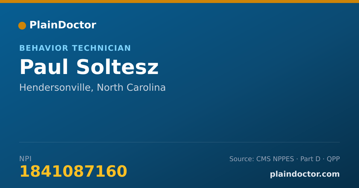 Shareable card for Paul Soltesz - Behavior Technician, Hendersonville, NC