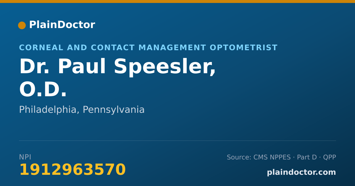 Shareable card for Paul Speesler, O.D. - Corneal and Contact Management Optometrist, Philadelphia, PA