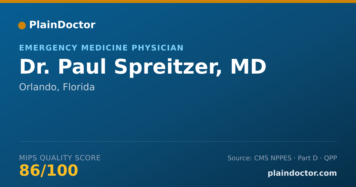 Shareable card for Paul Spreitzer, MD - Emergency Medicine Physician, Orlando, FL