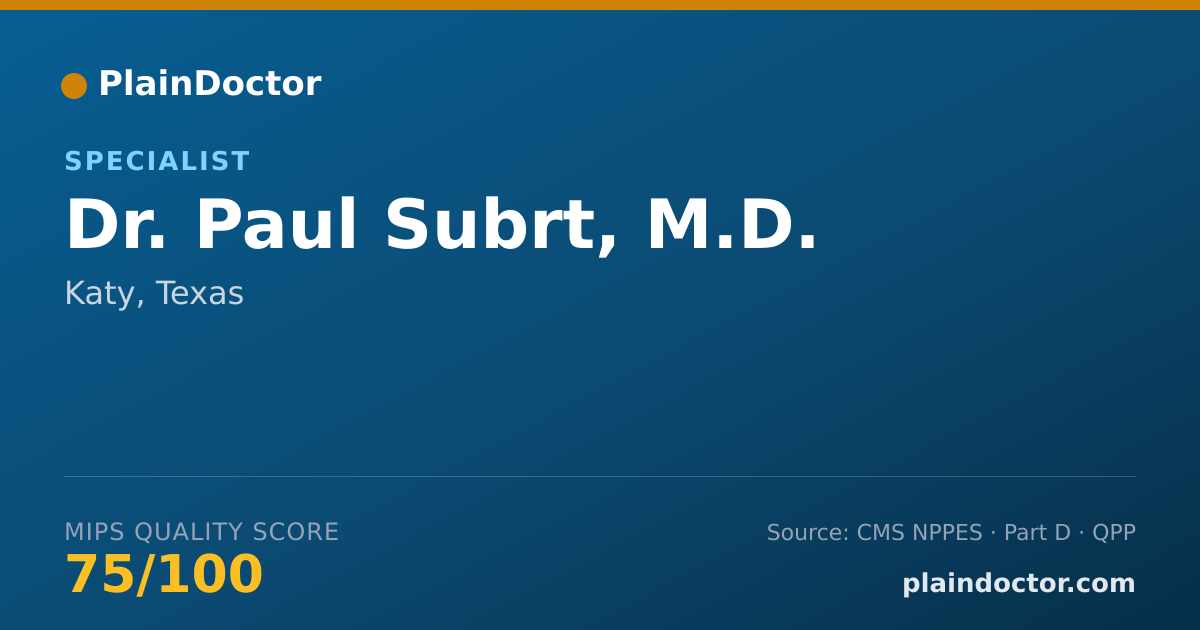 Shareable card for Paul Subrt, M.D. - Specialist, Katy, TX