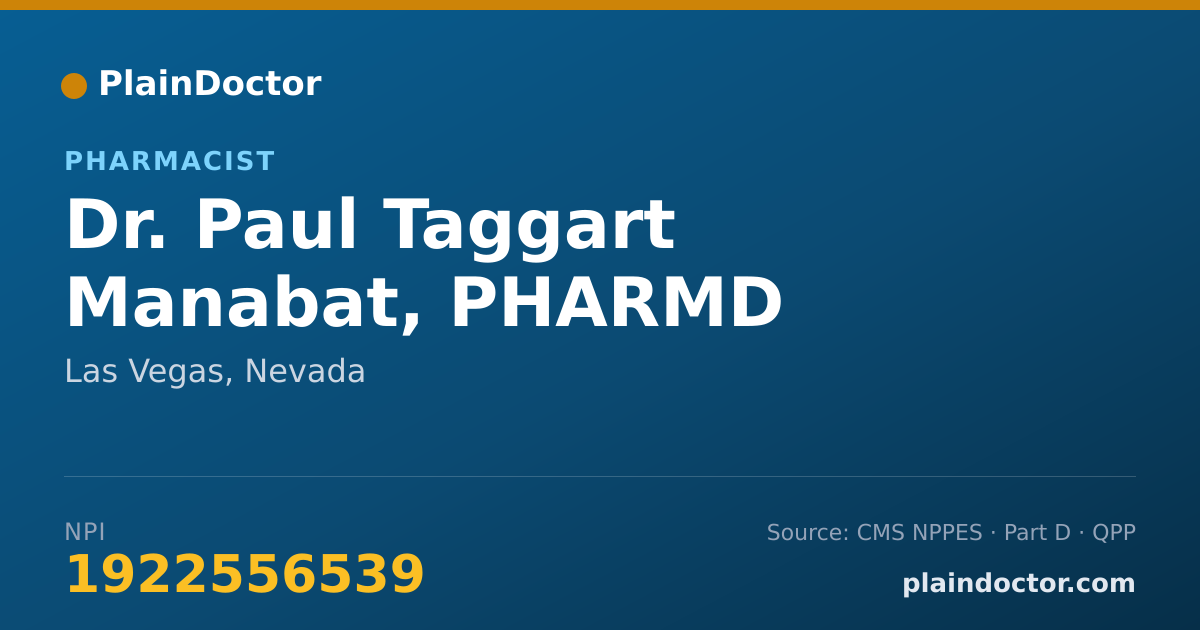 Shareable card for Paul Taggart Manabat, PHARMD - Pharmacist, Las Vegas, NV
