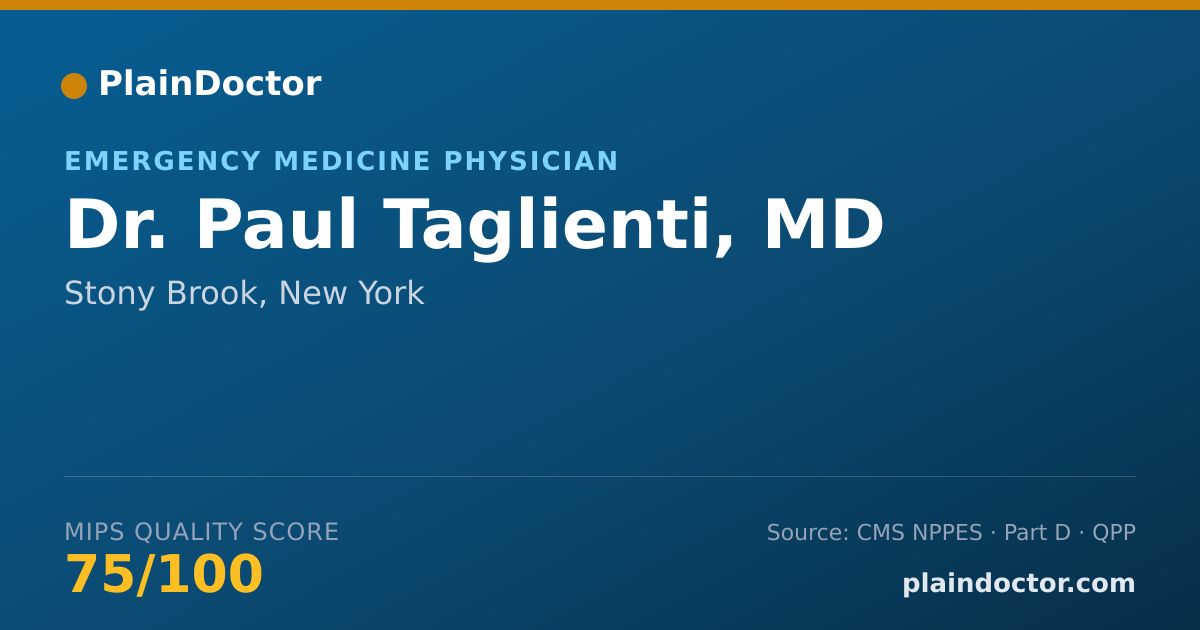 Shareable card for Paul Taglienti, MD - Emergency Medicine Physician, Stony Brook, NY