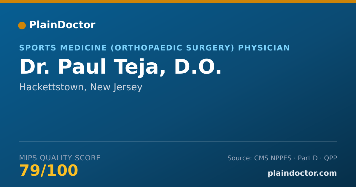 Shareable card for Paul Teja, D.O. - Sports Medicine (Orthopaedic Surgery) Physician, Hackettstown, NJ