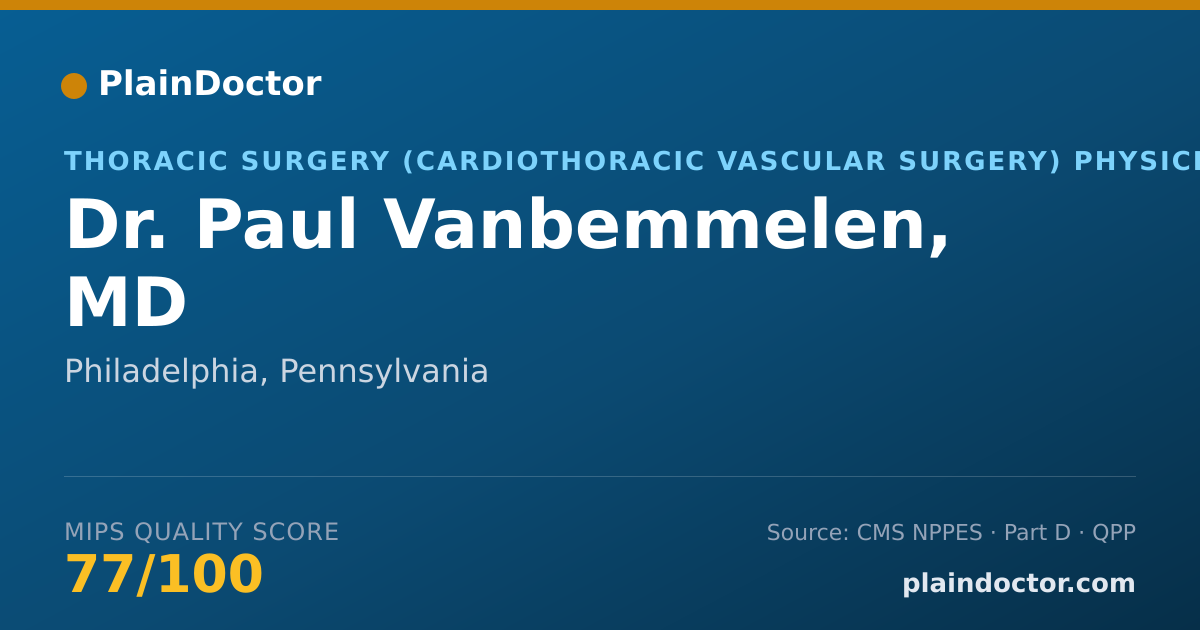 Shareable card for Paul Vanbemmelen, MD - Surgery Physician, Philadelphia, PA