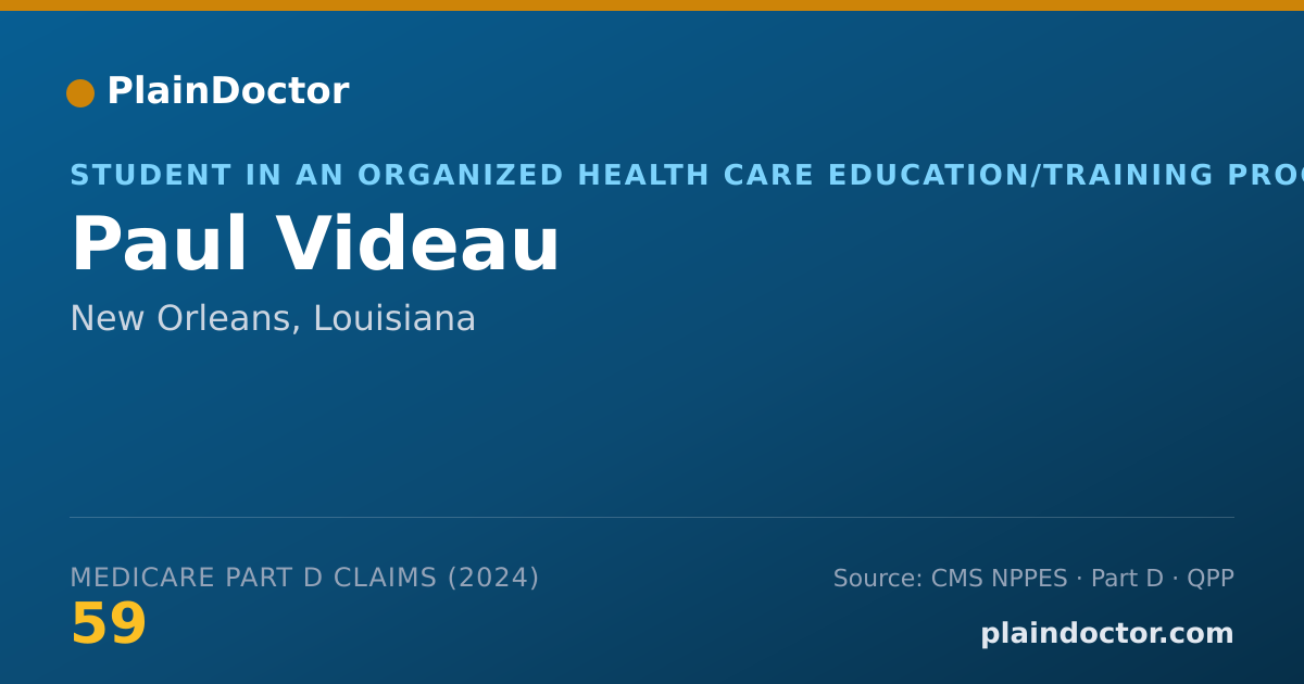 Shareable card for Paul Videau - Student in an Organized Health Care Education/Training Program, New Orleans, LA