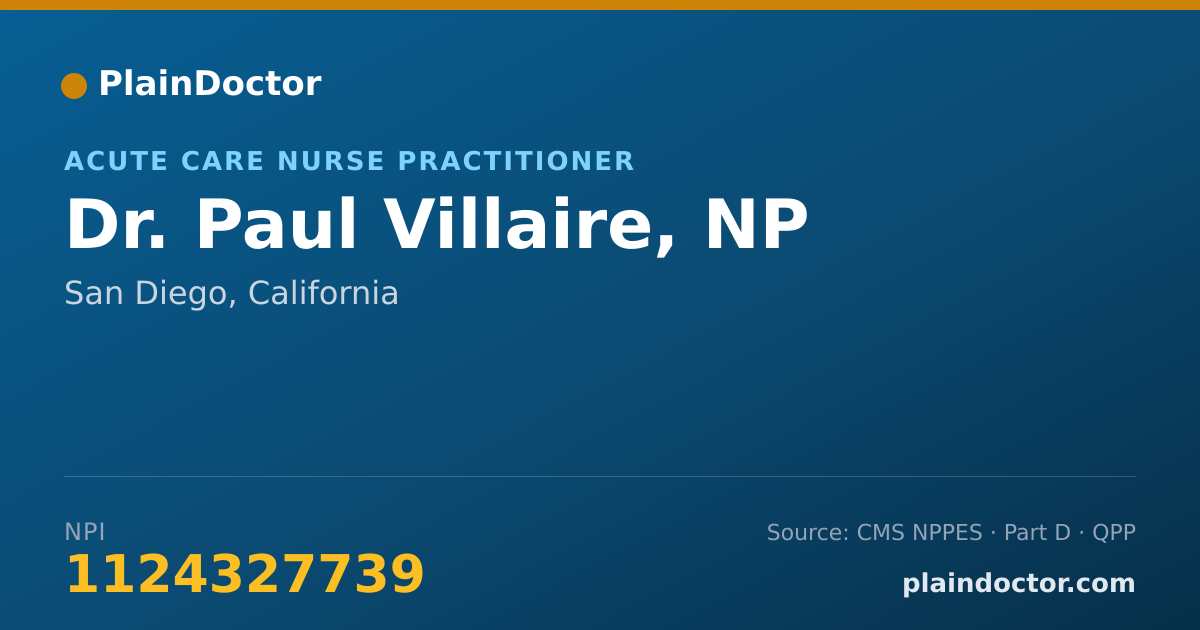 Shareable card for Paul Villaire, NP - Acute Care Nurse Practitioner, San Diego, CA