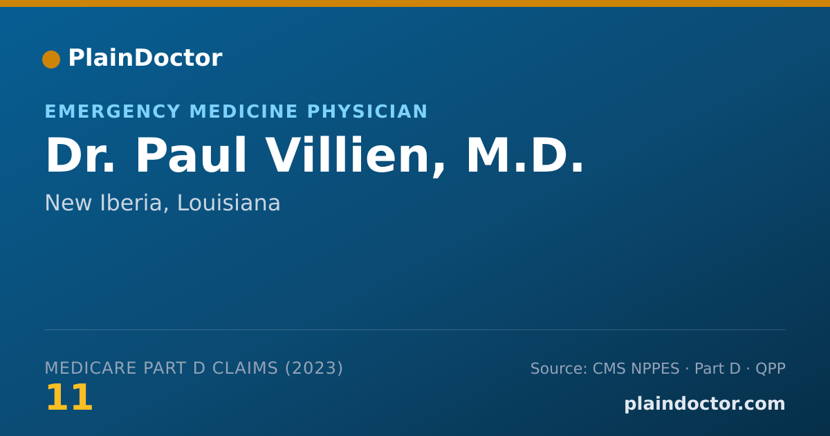 Shareable card for Paul Villien, M.D. - Emergency Medicine Physician, New Iberia, LA