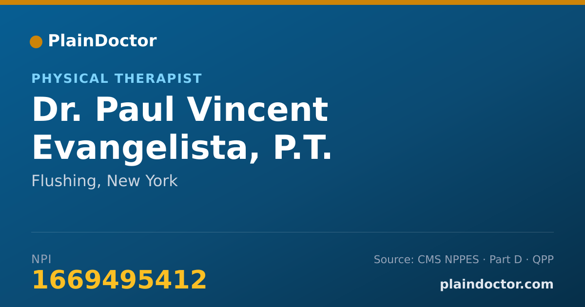 Shareable card for Paul Vincent Evangelista, P.T. - Physical Therapist, Flushing, NY