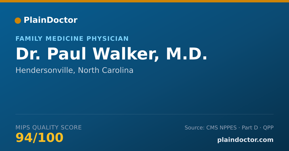 Shareable card for Paul Walker, M.D. - Family Medicine Physician, Hendersonville, NC