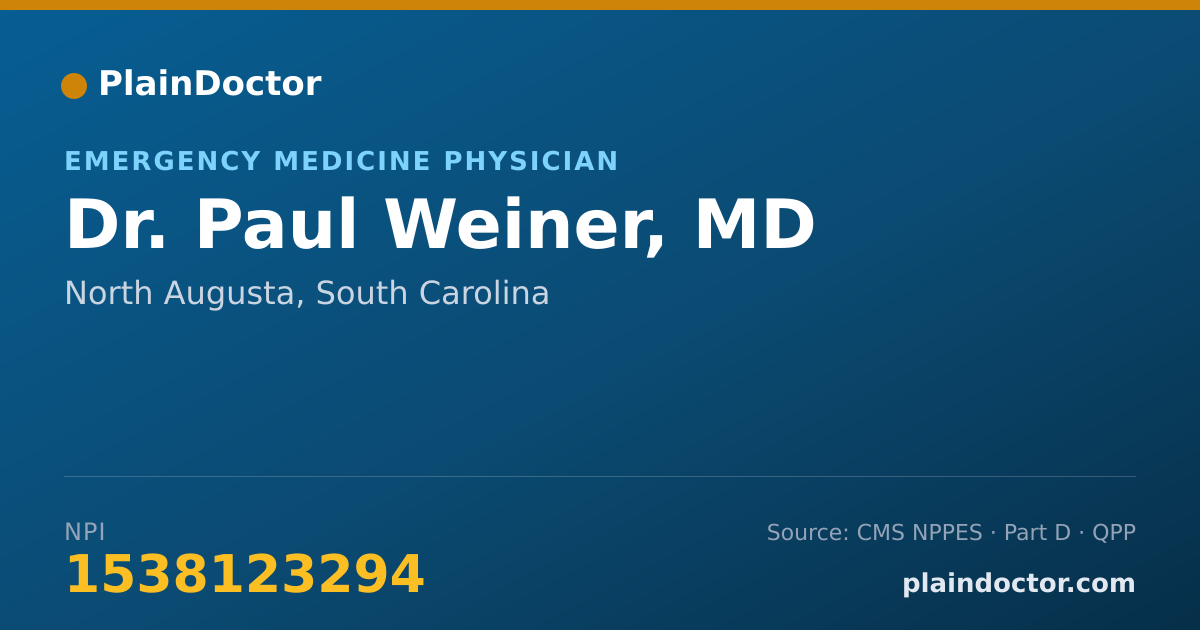 Shareable card for Paul Weiner, MD - Emergency Medicine Physician, North Augusta, SC