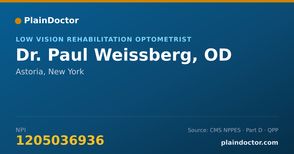 Shareable card for Paul Weissberg, OD - Low Vision Rehabilitation Optometrist, Astoria, NY