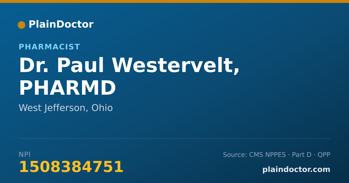 Shareable card for Paul Westervelt, PHARMD - Pharmacist, West Jefferson, OH