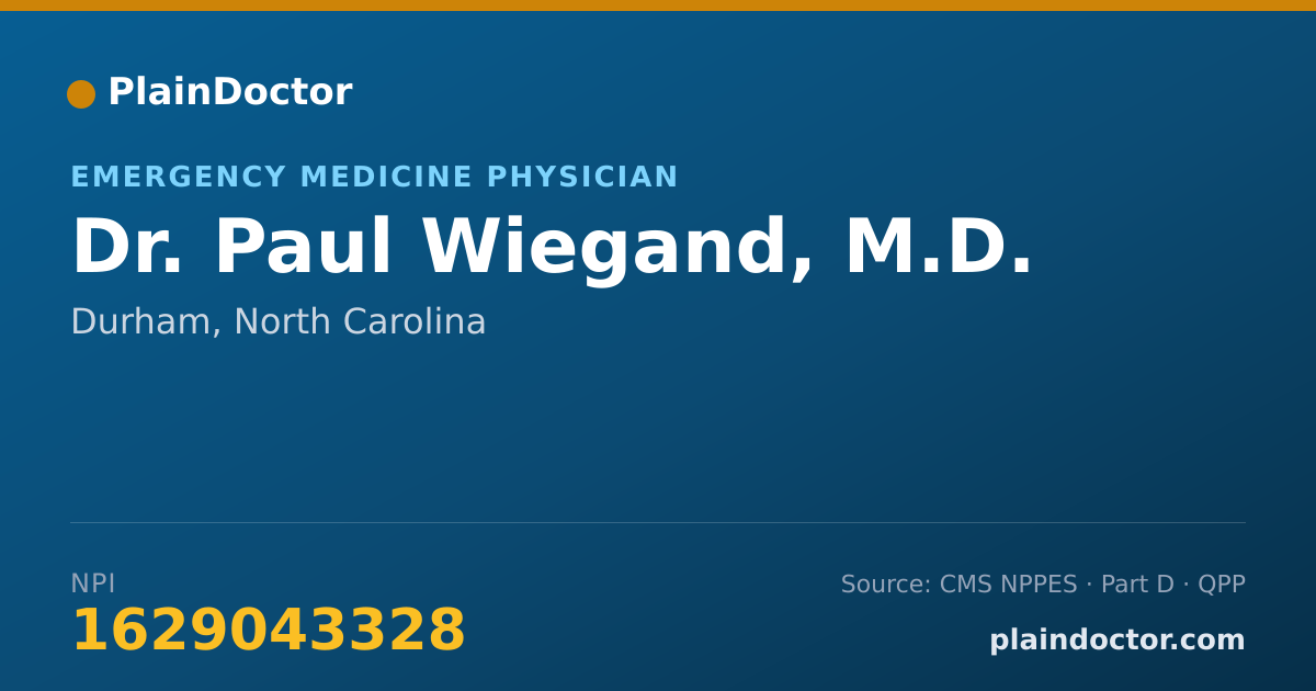 Shareable card for Paul Wiegand, M.D. - Emergency Medicine Physician, Durham, NC