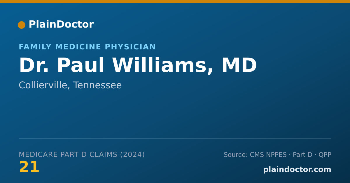 Shareable card for Paul Williams, MD - Family Medicine Physician, Collierville, TN