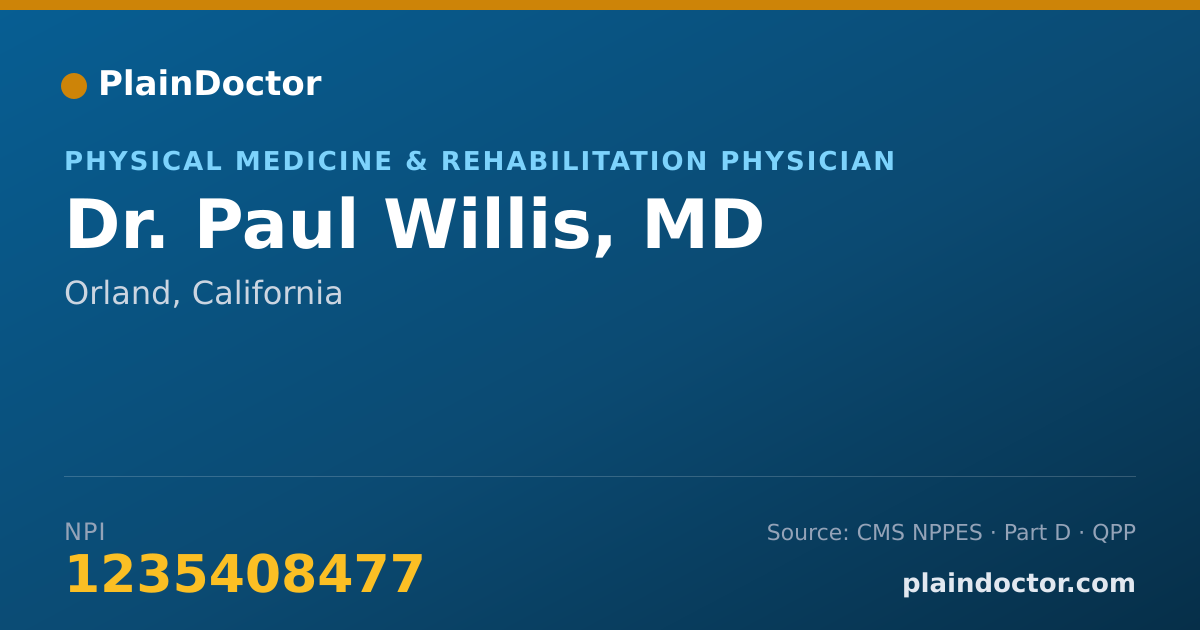 Shareable card for Paul Willis, MD - Physical Medicine & Rehabilitation Physician, Orland, CA