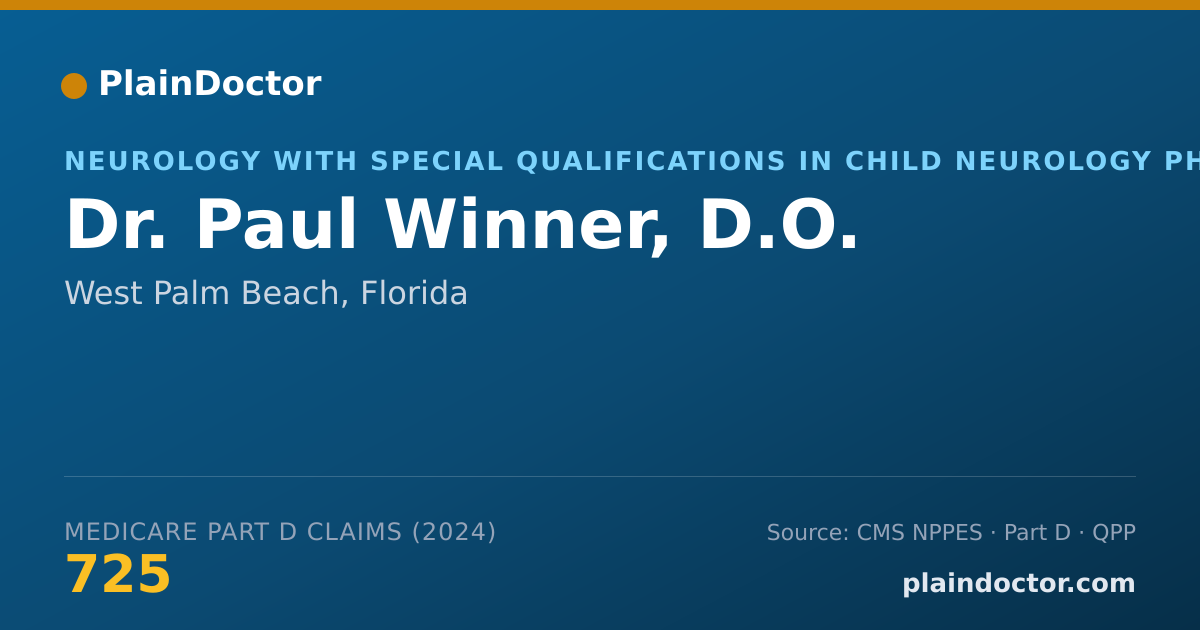 Shareable card for Paul Winner, D.O. - Neurology with Special Qualifications in Child Neurology Physician, West Palm Beach, FL