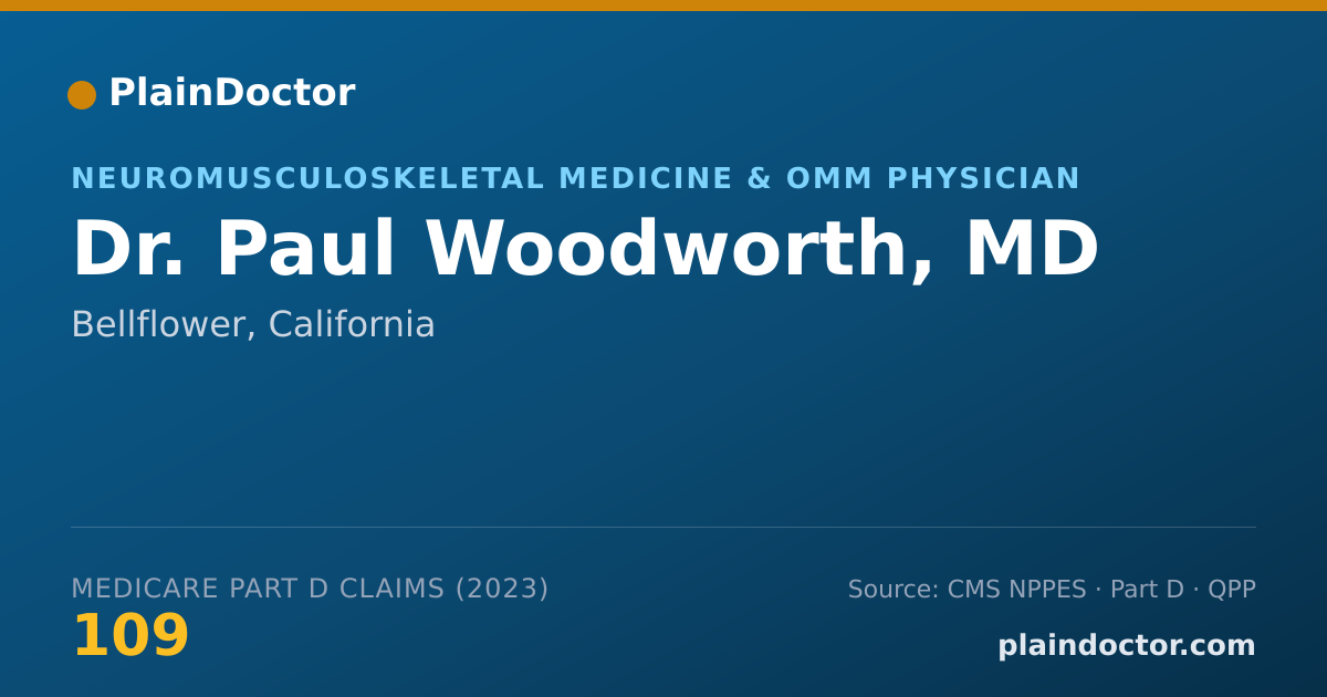Shareable card for Paul Woodworth, MD - Neuromusculoskeletal Medicine & OMM Physician, Bellflower, CA