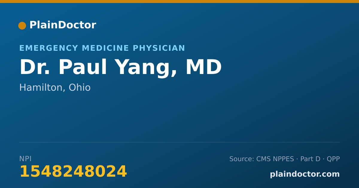 Shareable card for Paul Yang, MD - Emergency Medicine Physician, Hamilton, OH
