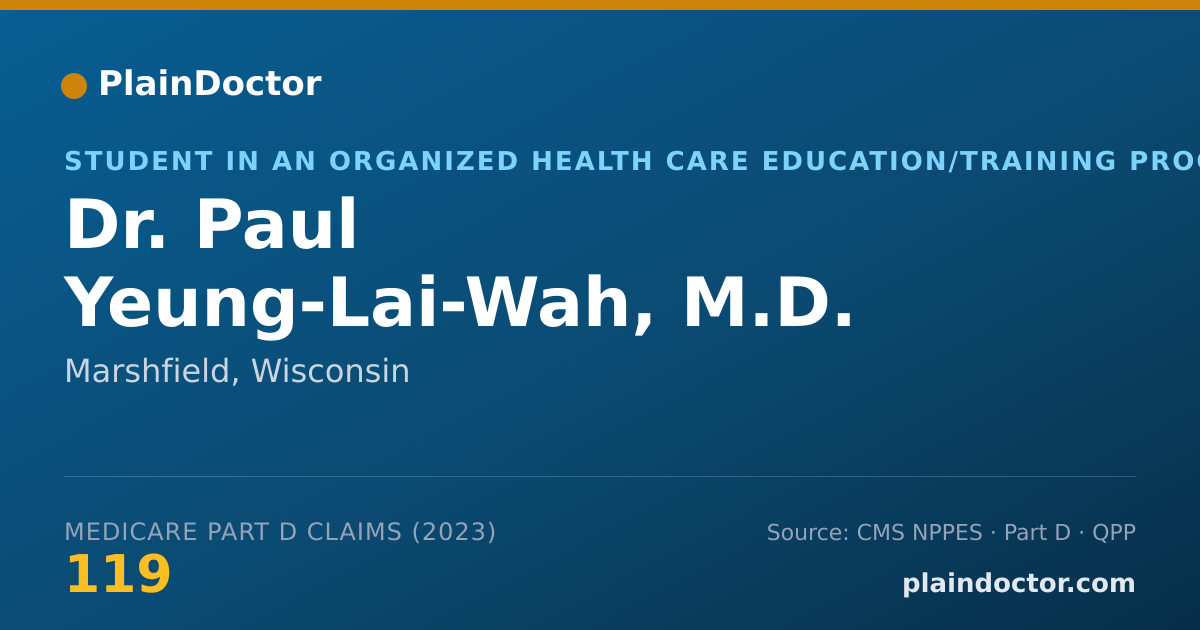 Shareable card for Paul Yeung-Lai-Wah, M.D. - Student in an Organized Health Care Education/Training Program, Marshfield, WI
