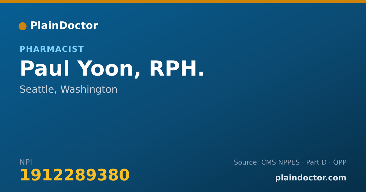 Shareable card for Paul Yoon, RPH. - Pharmacist, Seattle, WA