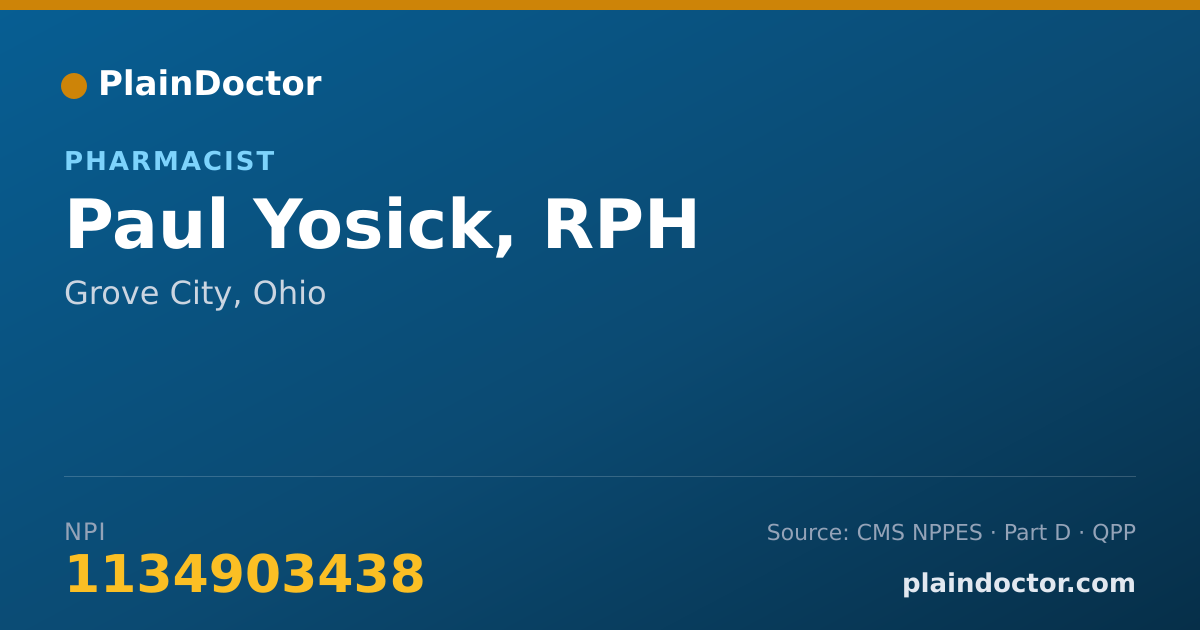 Shareable card for Paul Yosick, RPH - Pharmacist, Grove City, OH