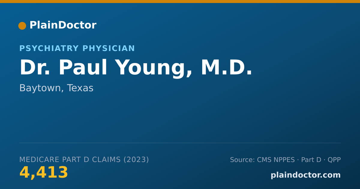 Shareable card for Paul Young, M.D. - Psychiatry Physician, Baytown, TX