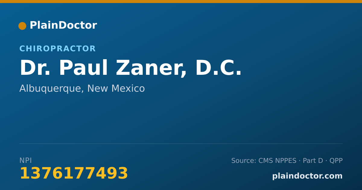 Shareable card for Paul Zaner, D.C. - Chiropractor, Albuquerque, NM