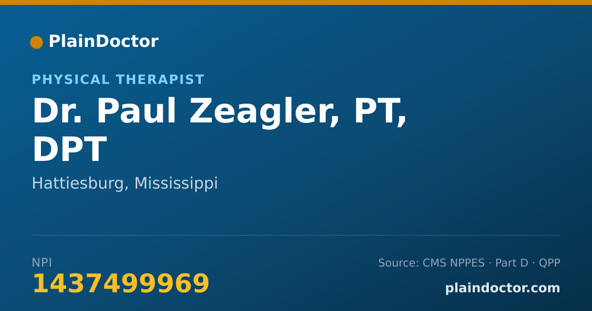 Shareable card for Paul Zeagler, PT, DPT - Physical Therapist, Hattiesburg, MS