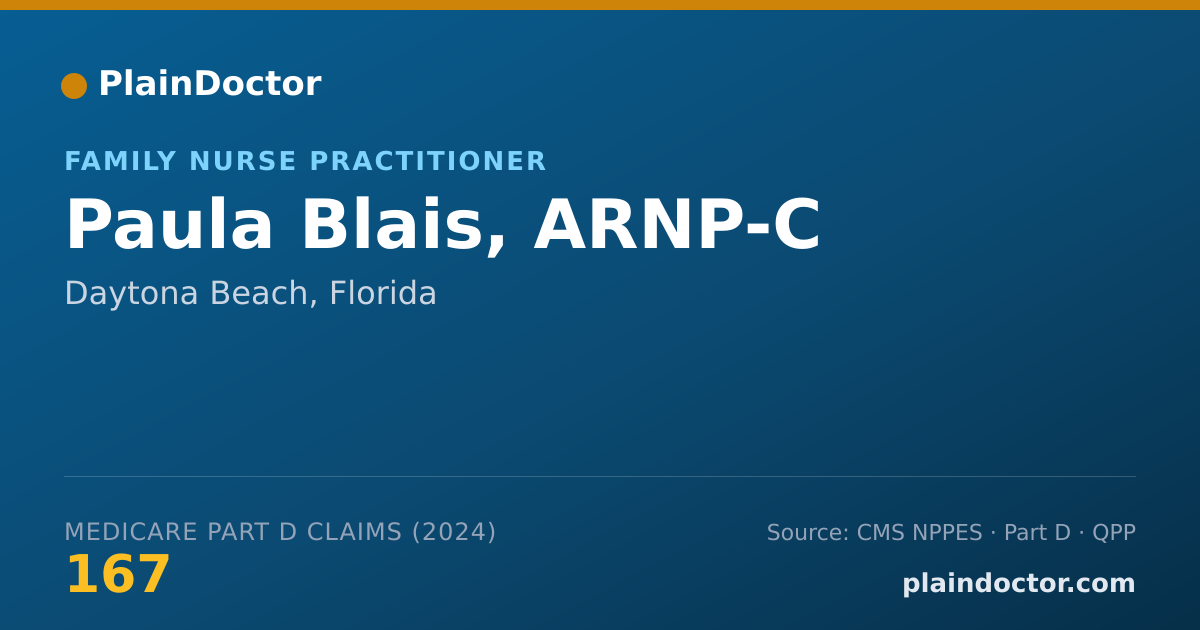 Shareable card for Paula Blais, ARNP-C - Nurse Practitioner, Daytona Beach, FL