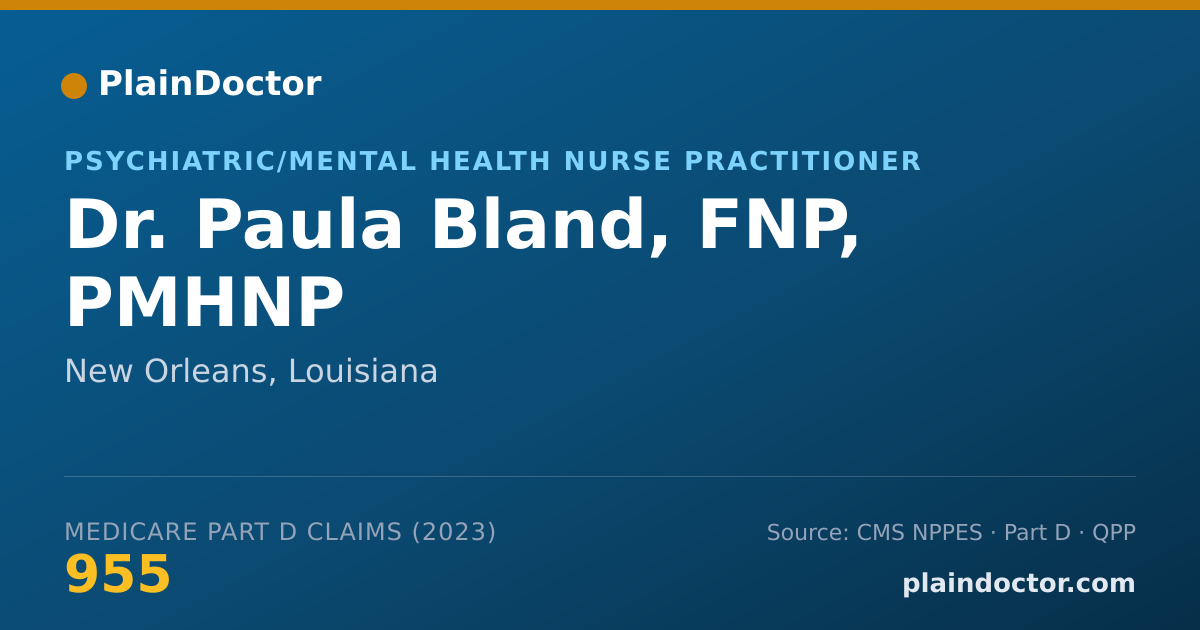 Shareable card for Paula Bland, FNP, PMHNP - Psychiatric/Mental Health Nurse Practitioner, New Orleans, LA