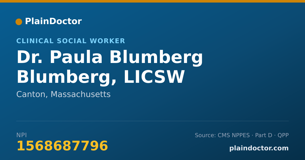 Shareable card for Paula Blumberg Blumberg, LICSW - Clinical Social Worker, Canton, MA