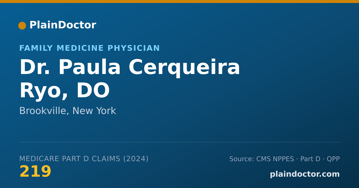 Shareable card for Paula Cerqueira Ryo, DO - Family Medicine Physician, Brookville, NY