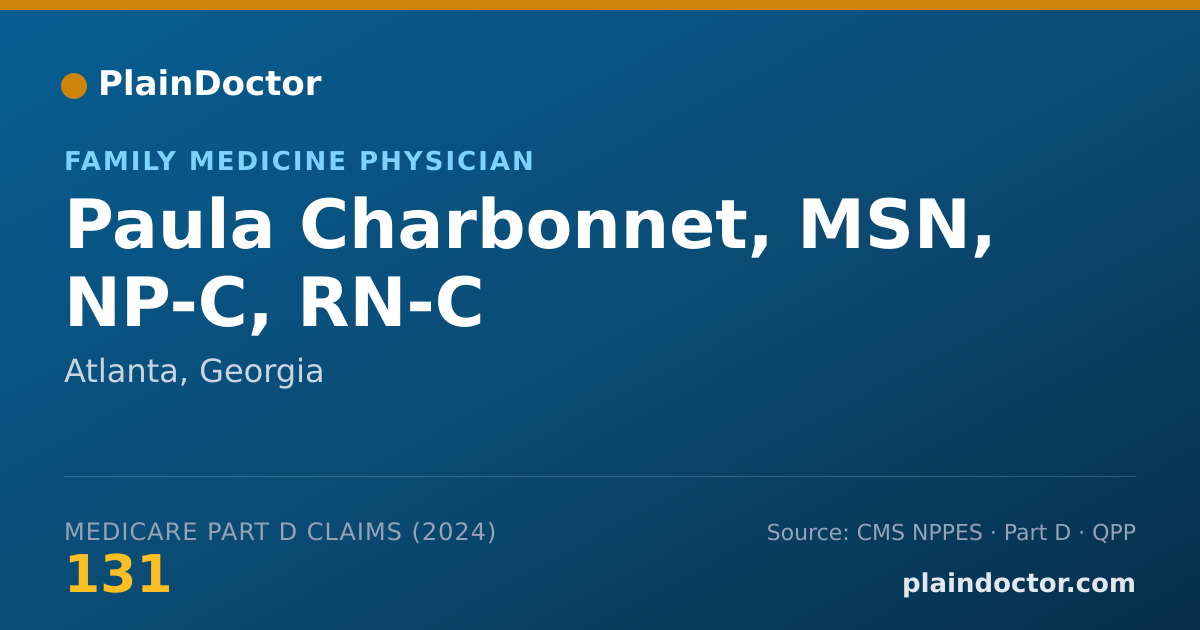 Shareable card for Paula Charbonnet, MSN, NP-C, RN-C - Family Medicine Physician, Atlanta, GA