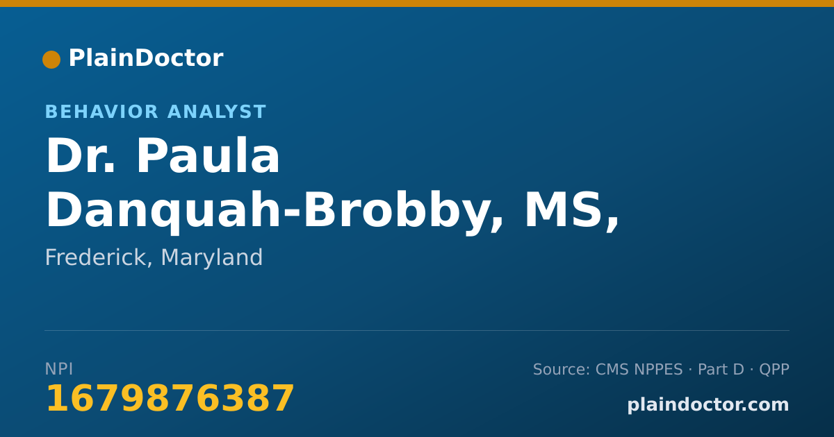 Shareable card for Paula Danquah-Brobby, MS, BCBA - Behavior Analyst, Frederick, MD