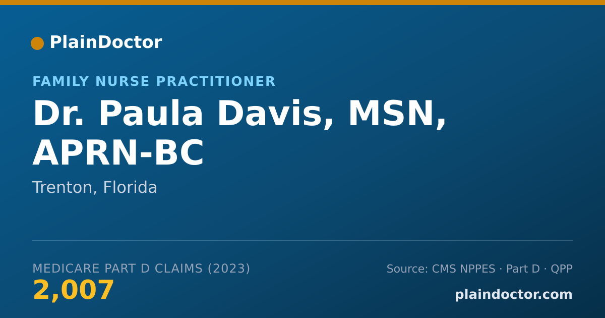 Shareable card for Paula Davis, MSN, APRN-BC - Family Nurse Practitioner, Trenton, FL