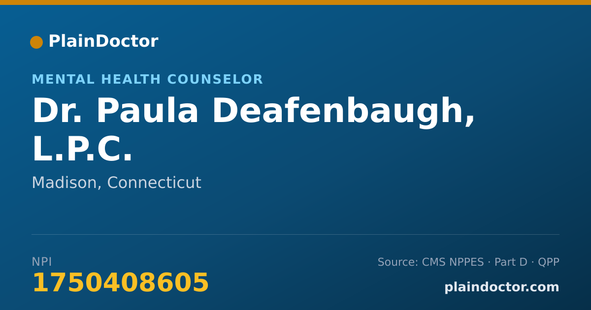 Shareable card for Paula Deafenbaugh, L.P.C. - Mental Health Counselor, Madison, CT