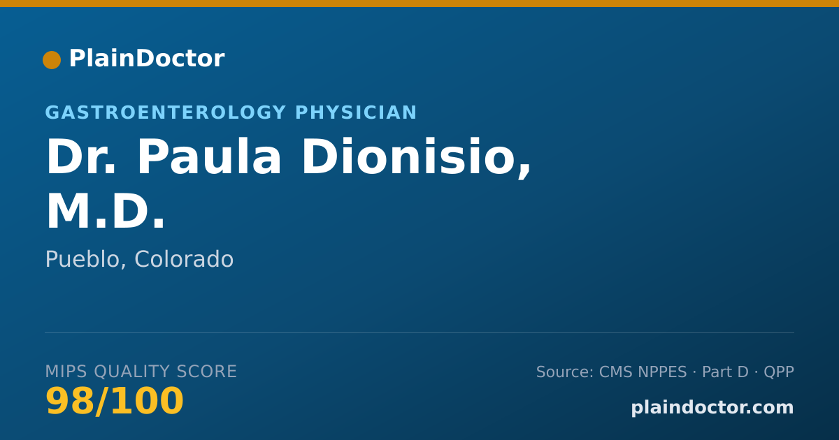 Shareable card for Paula Dionisio, M.D. - Gastroenterology Physician, Pueblo, CO