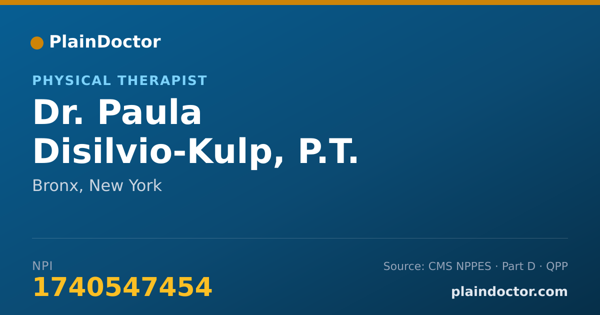 Shareable card for Paula Disilvio-Kulp, P.T. - Physical Therapist, Bronx, NY