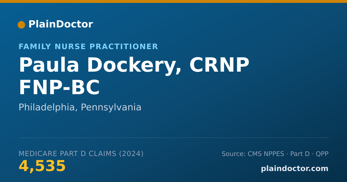 Shareable card for Paula Dockery, CRNP FNP-BC - Family Nurse Practitioner, Philadelphia, PA