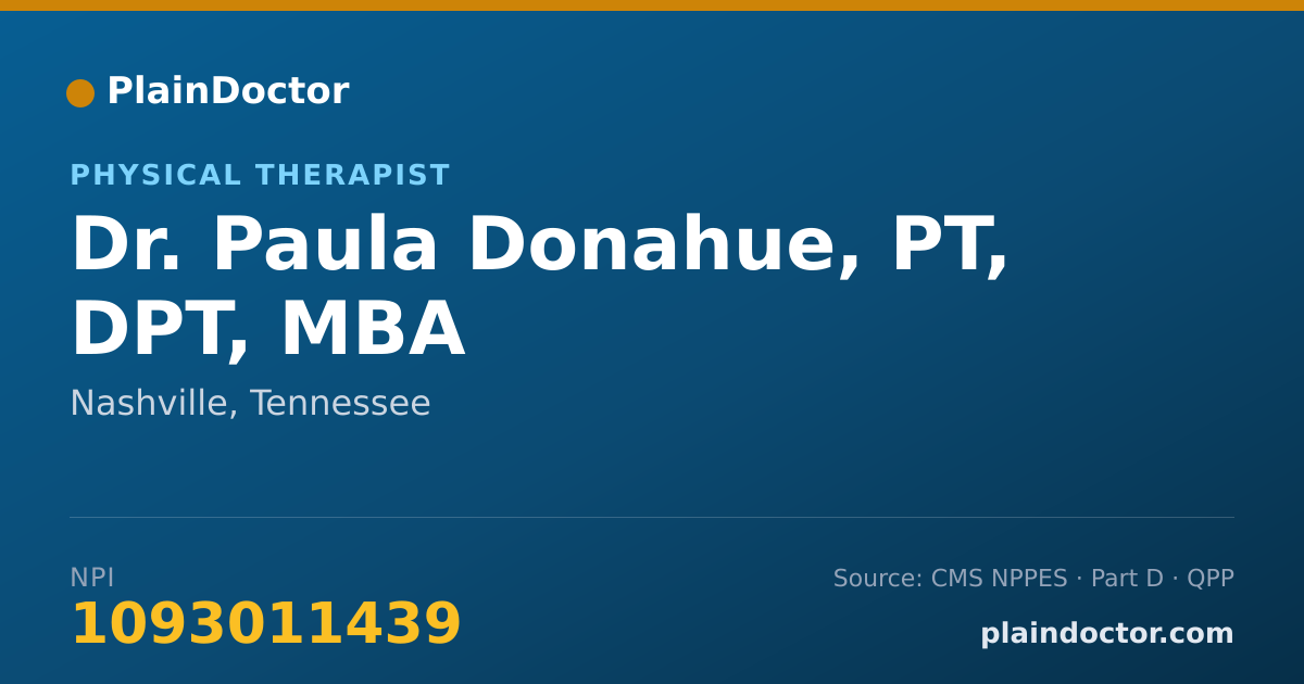 Shareable card for Paula Donahue, PT, DPT, MBA - Physical Therapist, Nashville, TN