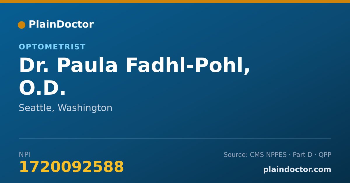 Shareable card for Paula Fadhl-Pohl, O.D. - Optometrist, Seattle, WA