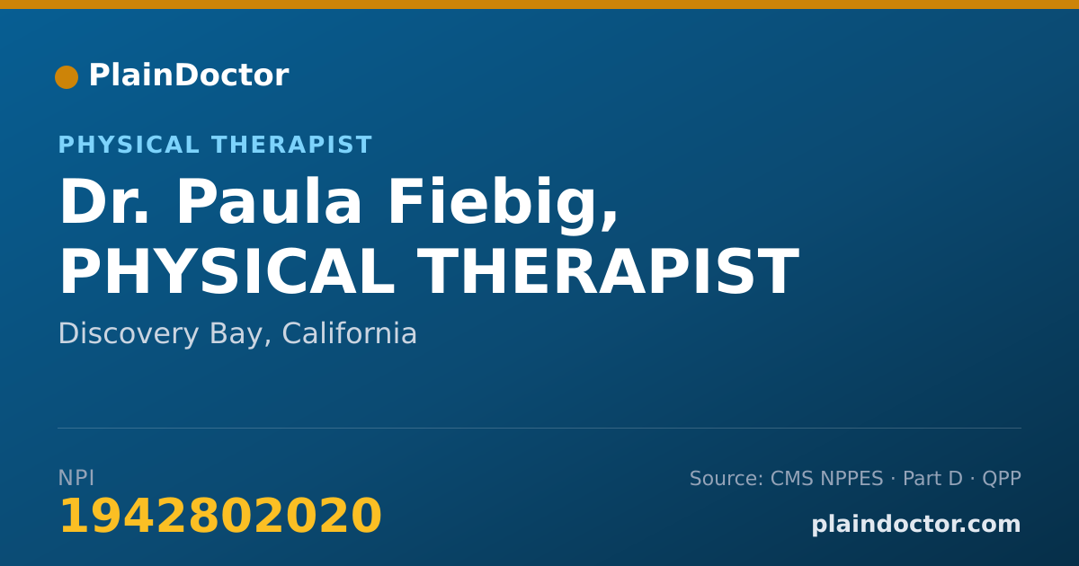 Shareable card for Paula Fiebig, PHYSICAL THERAPIST - Physical Therapist, Discovery Bay, CA