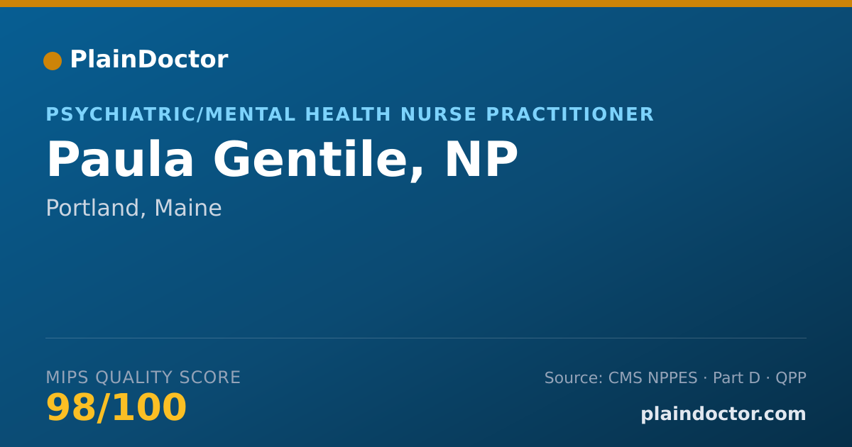 Shareable card for Paula Gentile, NP - Psychiatric/Mental Health Nurse Practitioner, Portland, ME