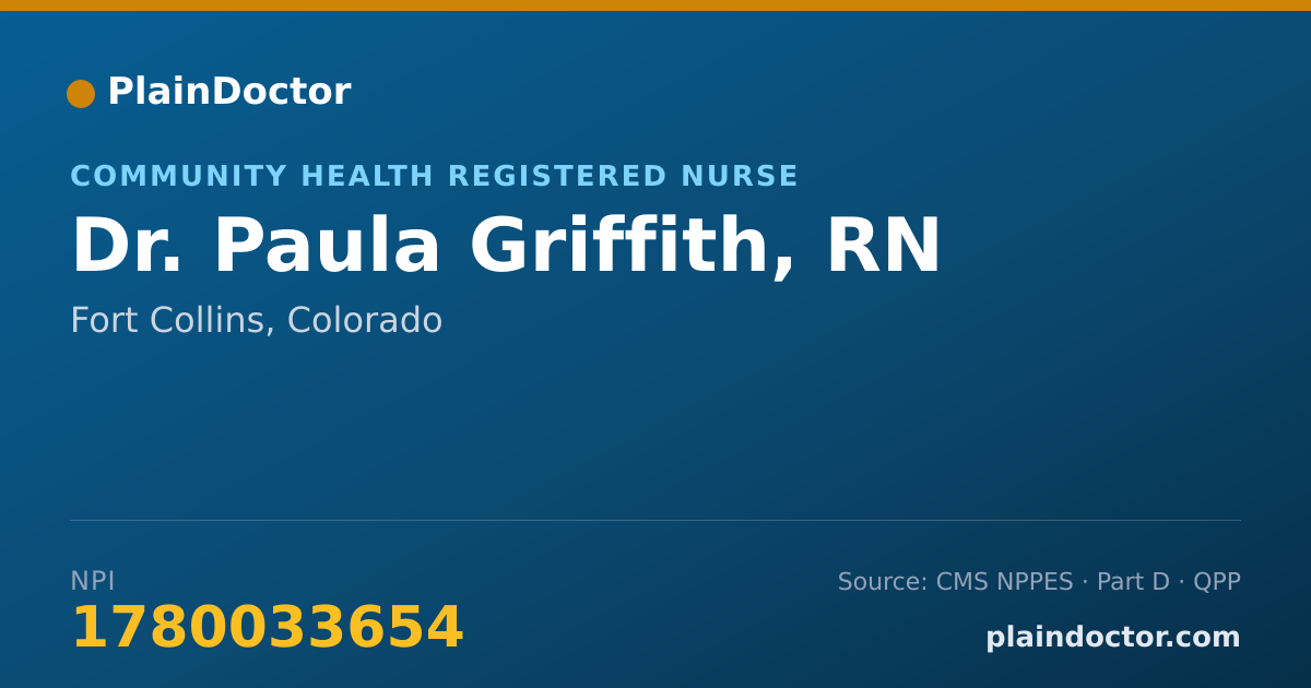 Shareable card for Paula Griffith, RN - Community Health Registered Nurse, Fort Collins, CO