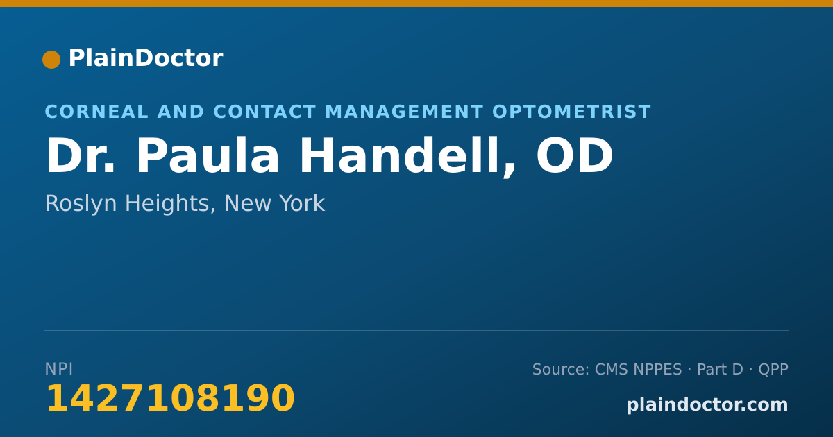 Shareable card for Paula Handell, OD - Corneal and Contact Management Optometrist, Roslyn Heights, NY