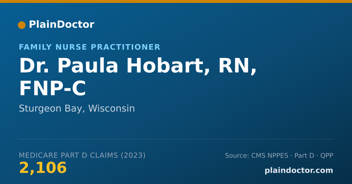 Shareable card for Paula Hobart, RN, FNP-C - Family Nurse Practitioner, Sturgeon Bay, WI