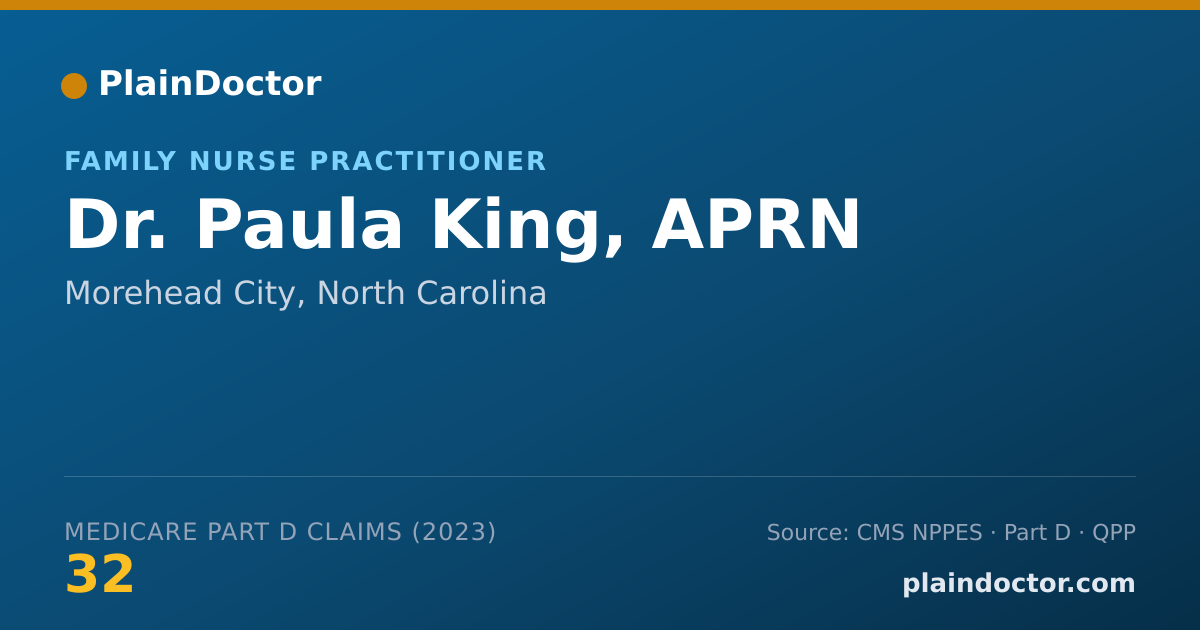Shareable card for Paula King, APRN - Family Nurse Practitioner, Morehead City, NC
