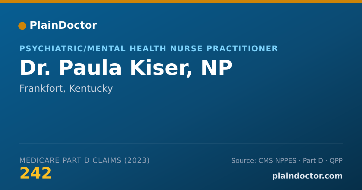 Shareable card for Paula Kiser, NP - Psychiatric/Mental Health Nurse Practitioner, Frankfort, KY
